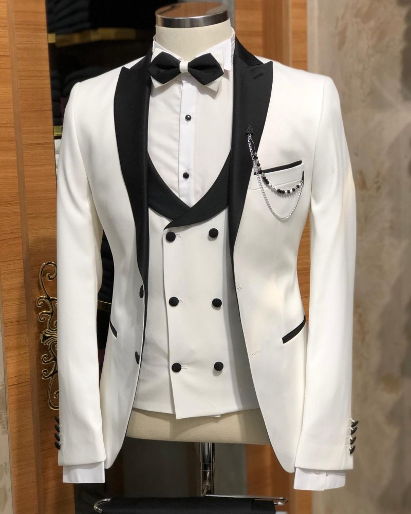 Buy White Slim Fit Tuxedo by Gentwith.com with Free Shipping