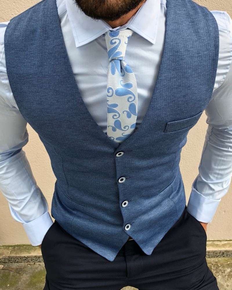 Blue Men's Vest by Gentwith.com with Free Shipping