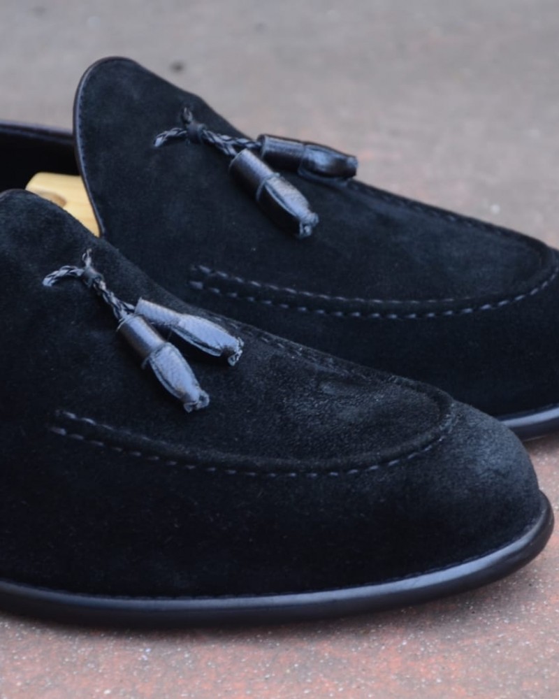 Black Suede Tassel Loafer by Gentwith.com with Free Shipping