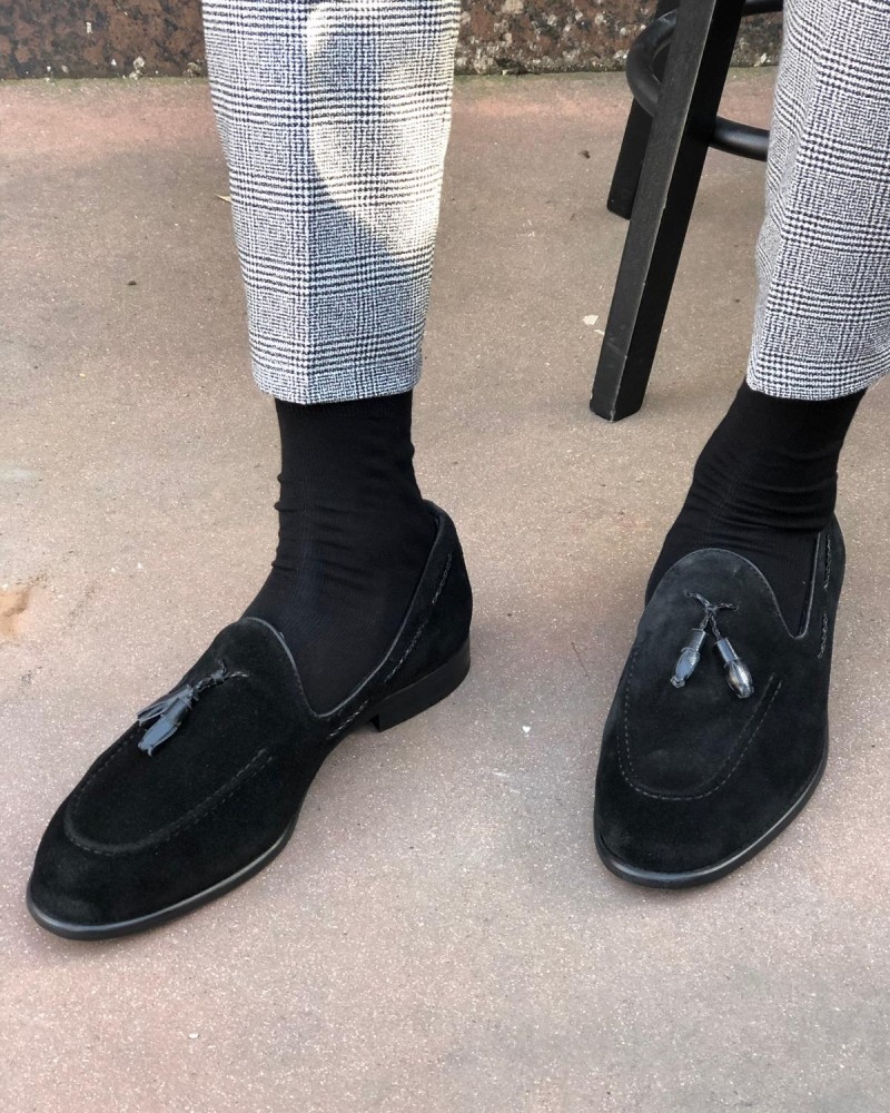 Black Suede Tassel Loafer by Gentwith.com with Free Shipping