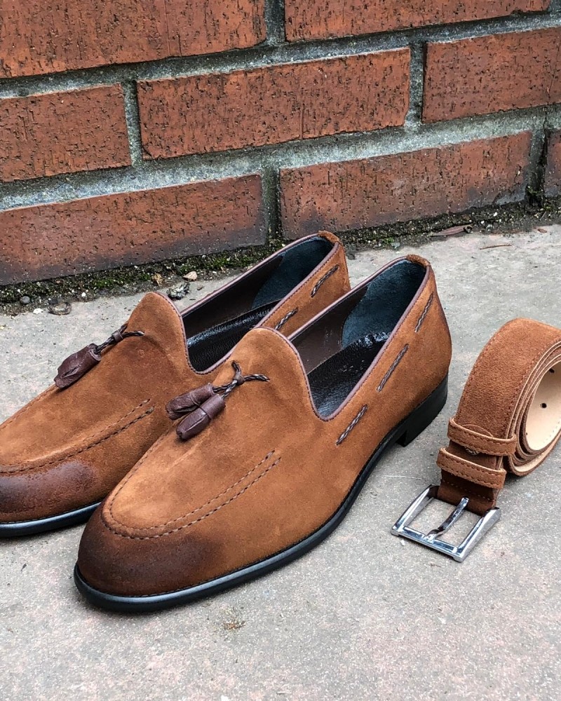 Buy Tan Suede Tassel Loafer by Gentwith.com with Free Shipping