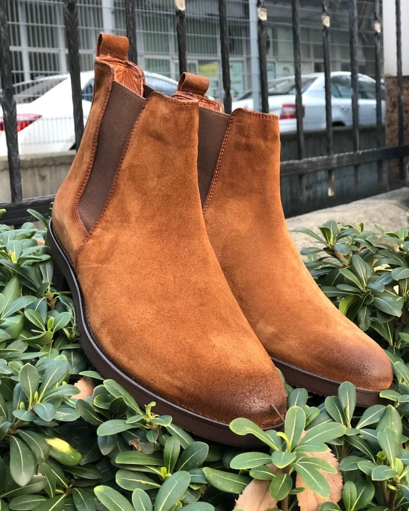 Tan Suede Chelsea Boot by Gentwith.com with Free Shipping