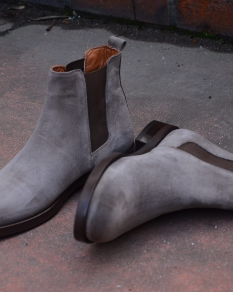 Gray Suede Chelsea Boot by Gentwith.com with Free Shipping