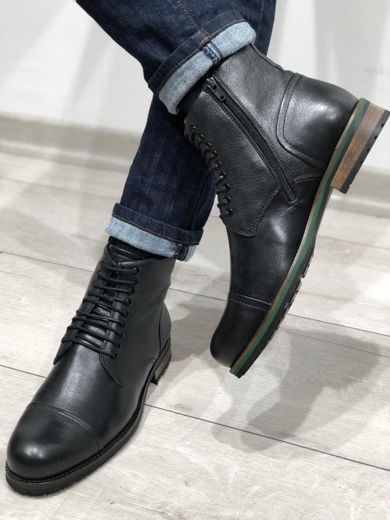 Buy Black Calf Leather Military Boot by Gentwith.com with Free Shipping