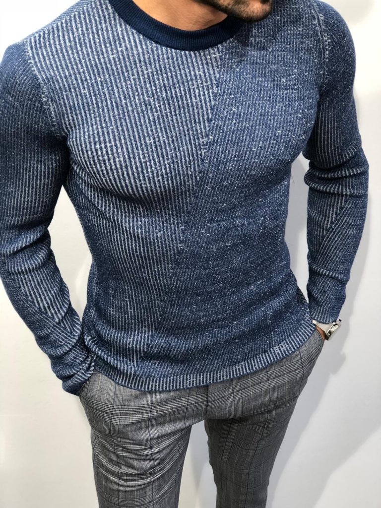 Buy Blue Slim Fit Sweater by Gentwith.com with Free Shipping
