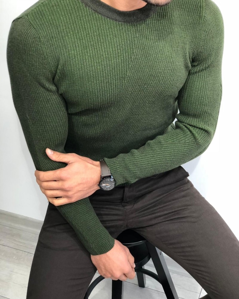 Green Slim Fit Sweater by Gentwith.com with Free Shipping