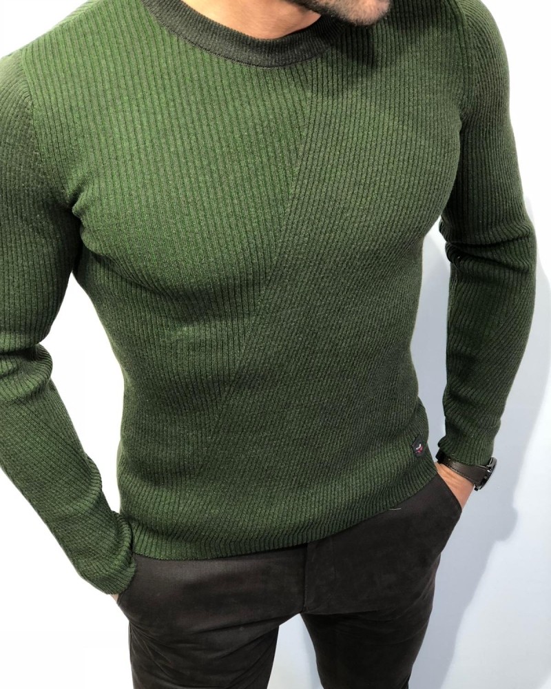 Green Slim Fit Sweater by Gentwith.com with Free Shipping