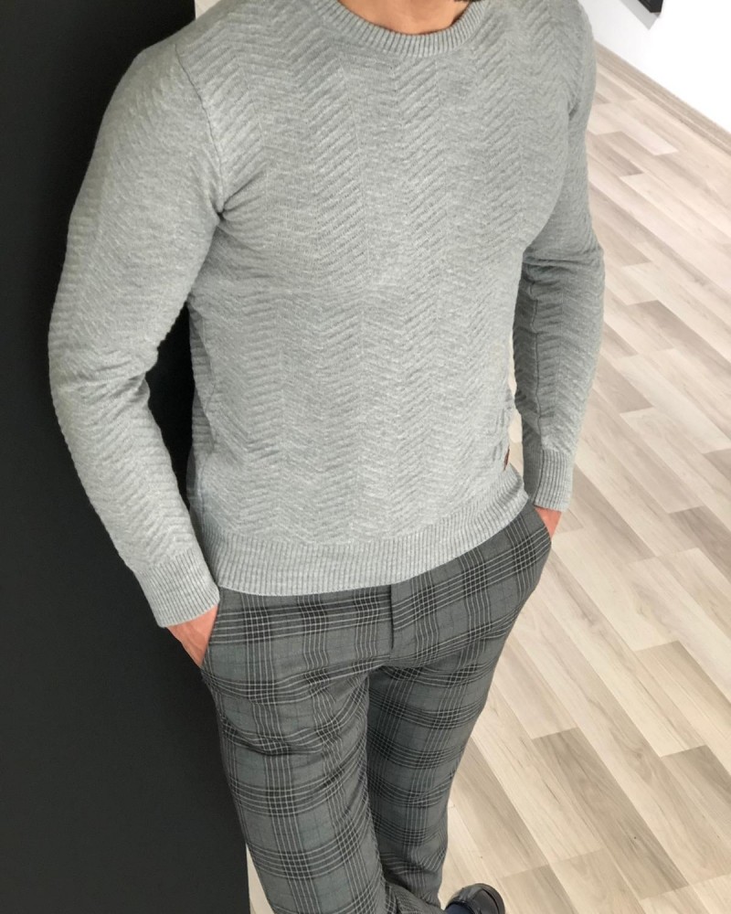 Gray Slim Fit Sweater by Gentwith.com with Free Shipping