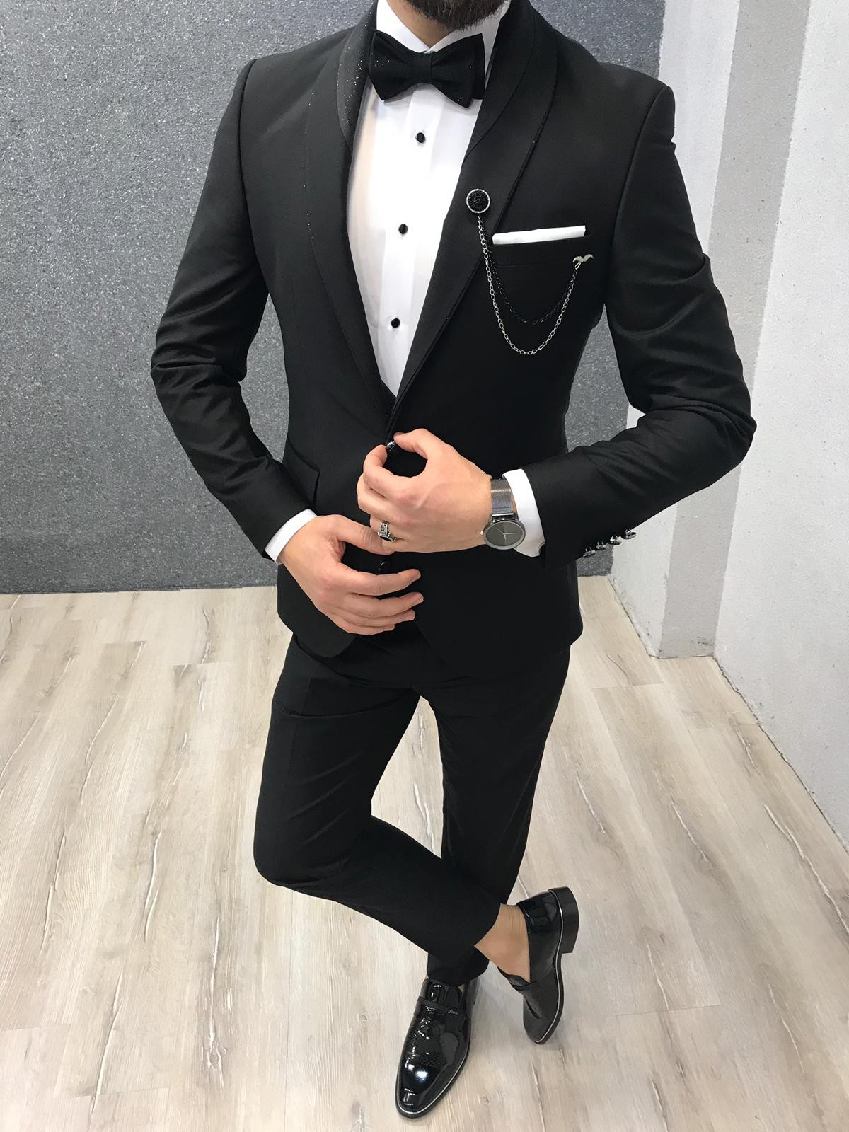Buy Black Slim Fit Tuxedo by Gentwith.com with Free Shipping