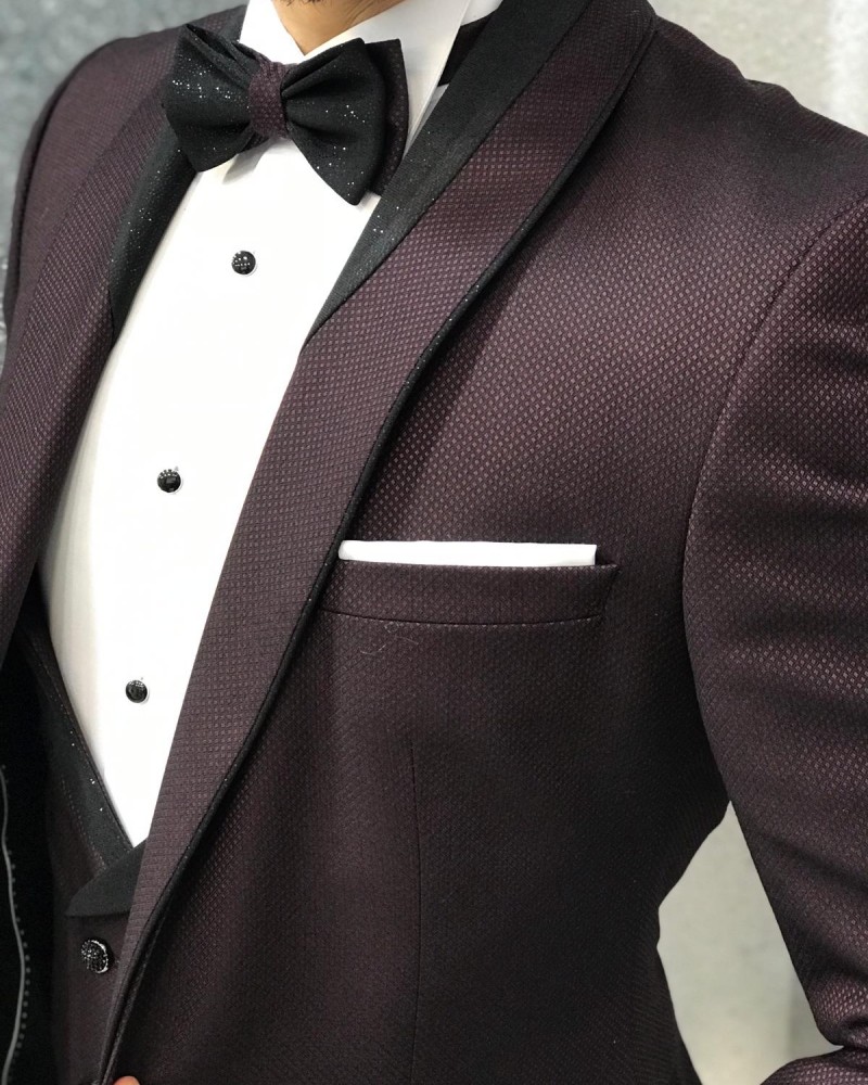 Claret Red Slim Fit Tuxedo by Gentwith.com with Free Shipping