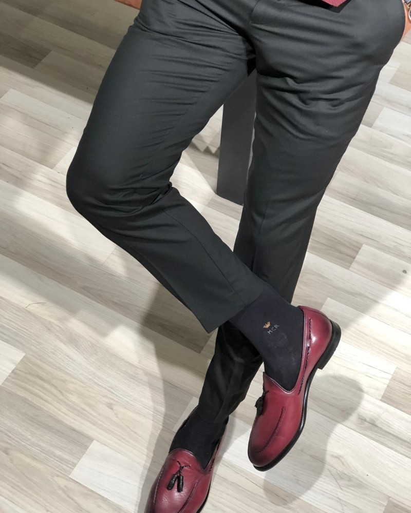 Black Slim Fit Pants by Gentwith.com with Free Shipping