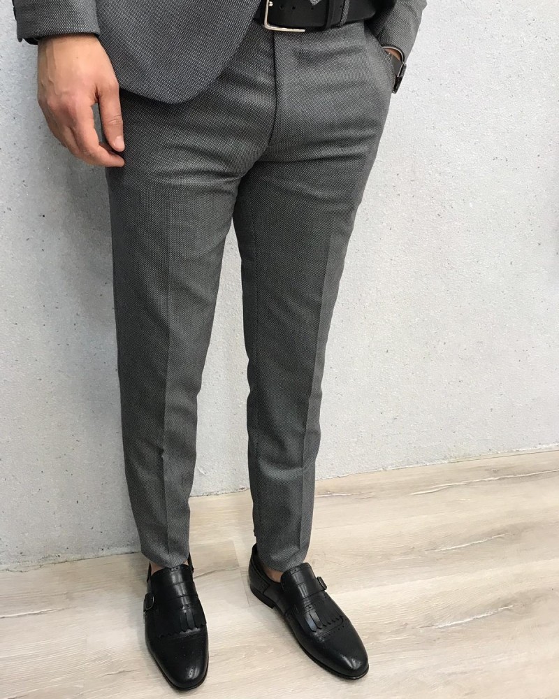 Buy Gray Slim Fit Wool Suit by Gentwith.com with Free Shipping