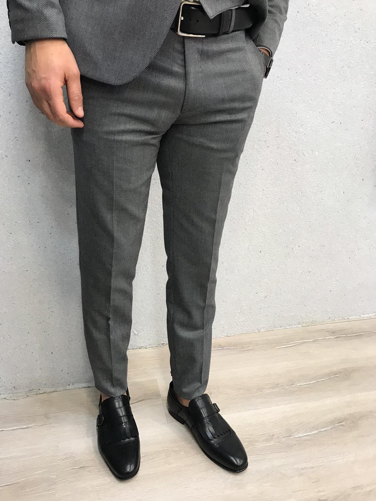 Buy Gray Slim Fit Wool Suit by Gentwith.com with Free Shipping