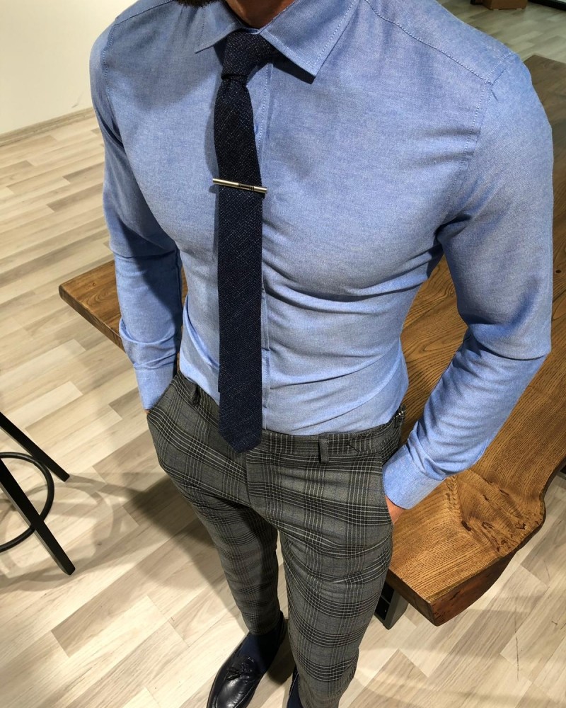 Blue Slim Fit Shirt by Gentwith.com with Free Shipping