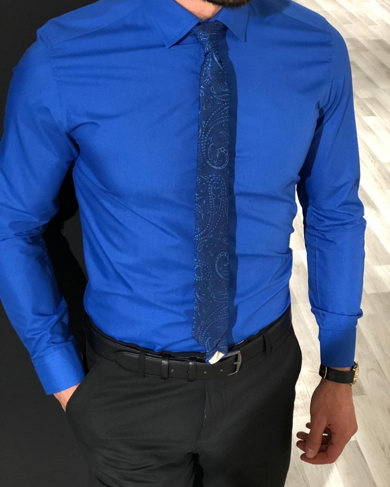 Sax Slim Fit Cotton Shirt by Gentwith.com with Free Shipping