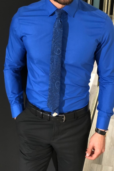 Sax Slim Fit Cotton Shirt by Gentwith.com with Free Shipping