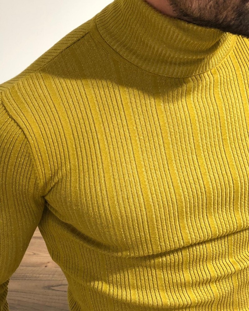 Yellow Turtleneck Sweater by Gentwith.com with Free Shipping