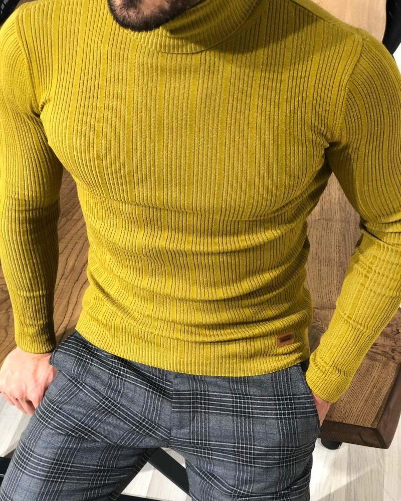 Yellow Turtleneck Sweater by Gentwith.com with Free Shipping
