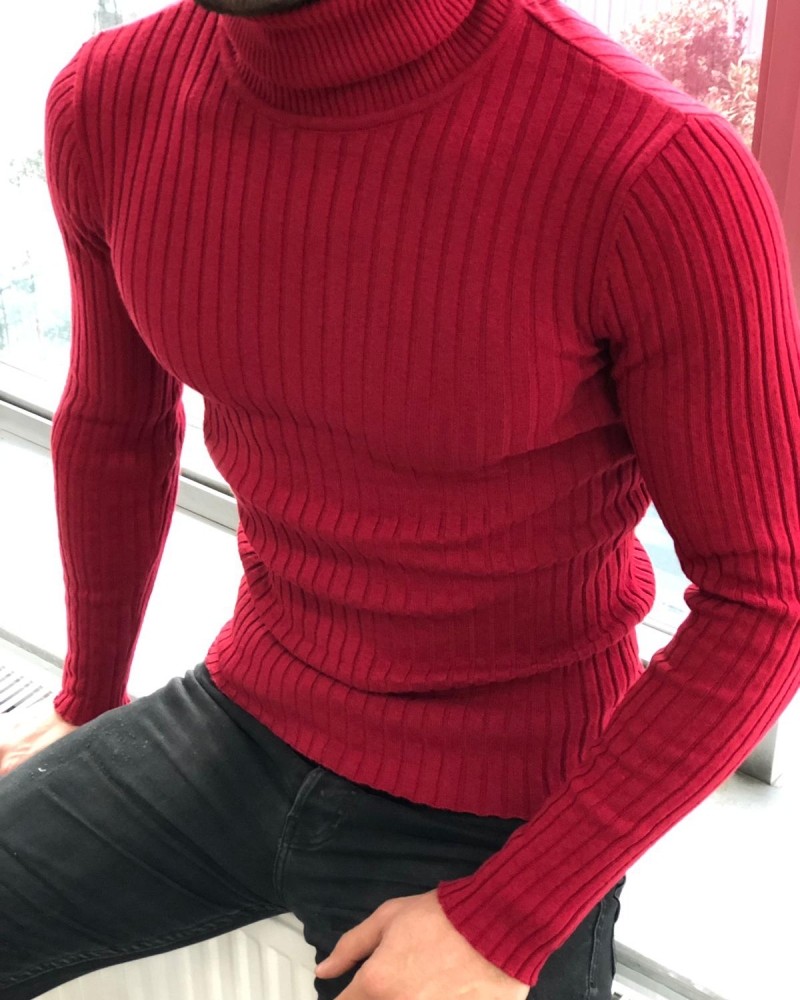 Buy Red Slim Fit Turtleneck Sweater by Gentwith.com with Free Shipping