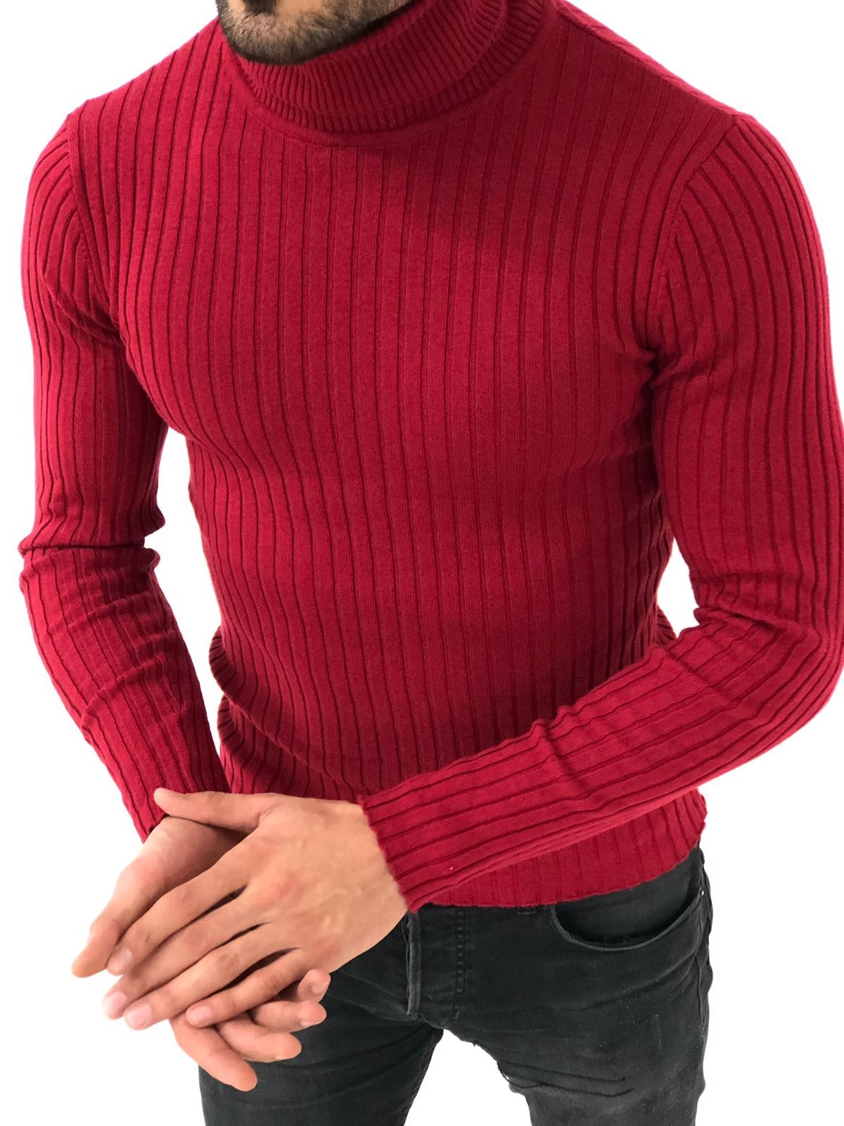 Buy Red Slim Fit Turtleneck Sweater by  with Free