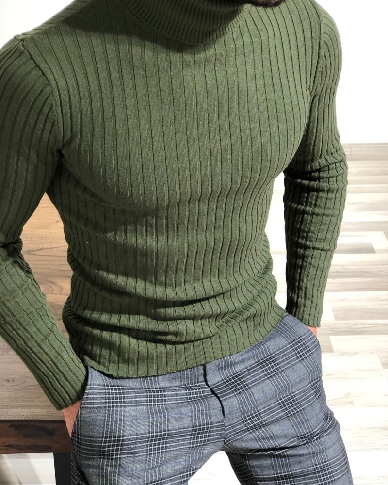 Khaki Turtleneck Sweater by Gentwith.com with Free Shipping