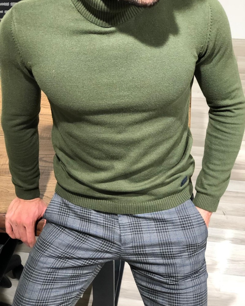 Green Turtleneck Sweater by Gentwith.com with Free Shipping