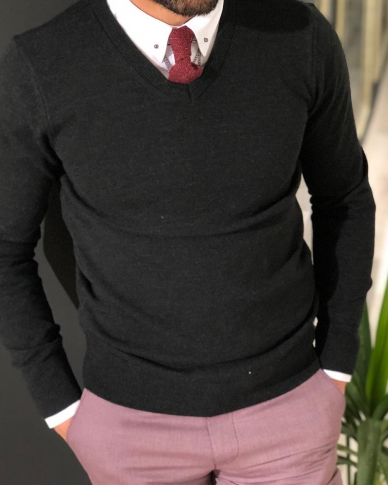 Black Slim Fit Sweater by Gentwith.com with Free Shipping
