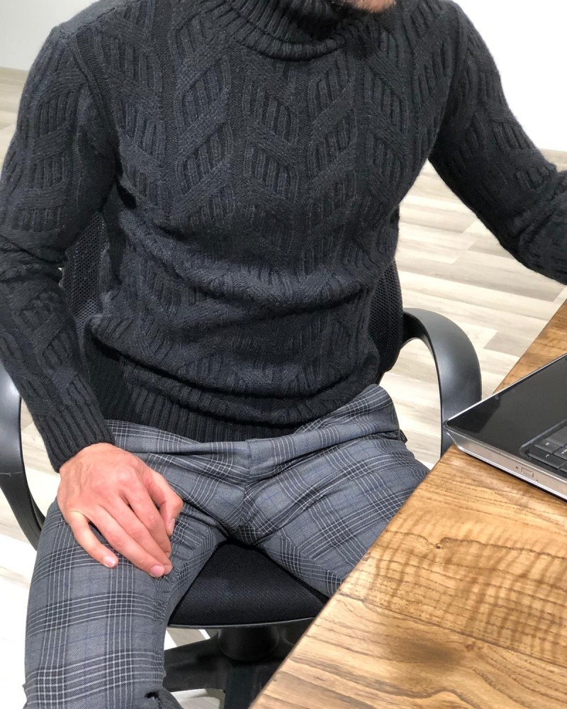 Black Slim Fit Turtleneck Sweater by Gentwith.com with Free Shipping