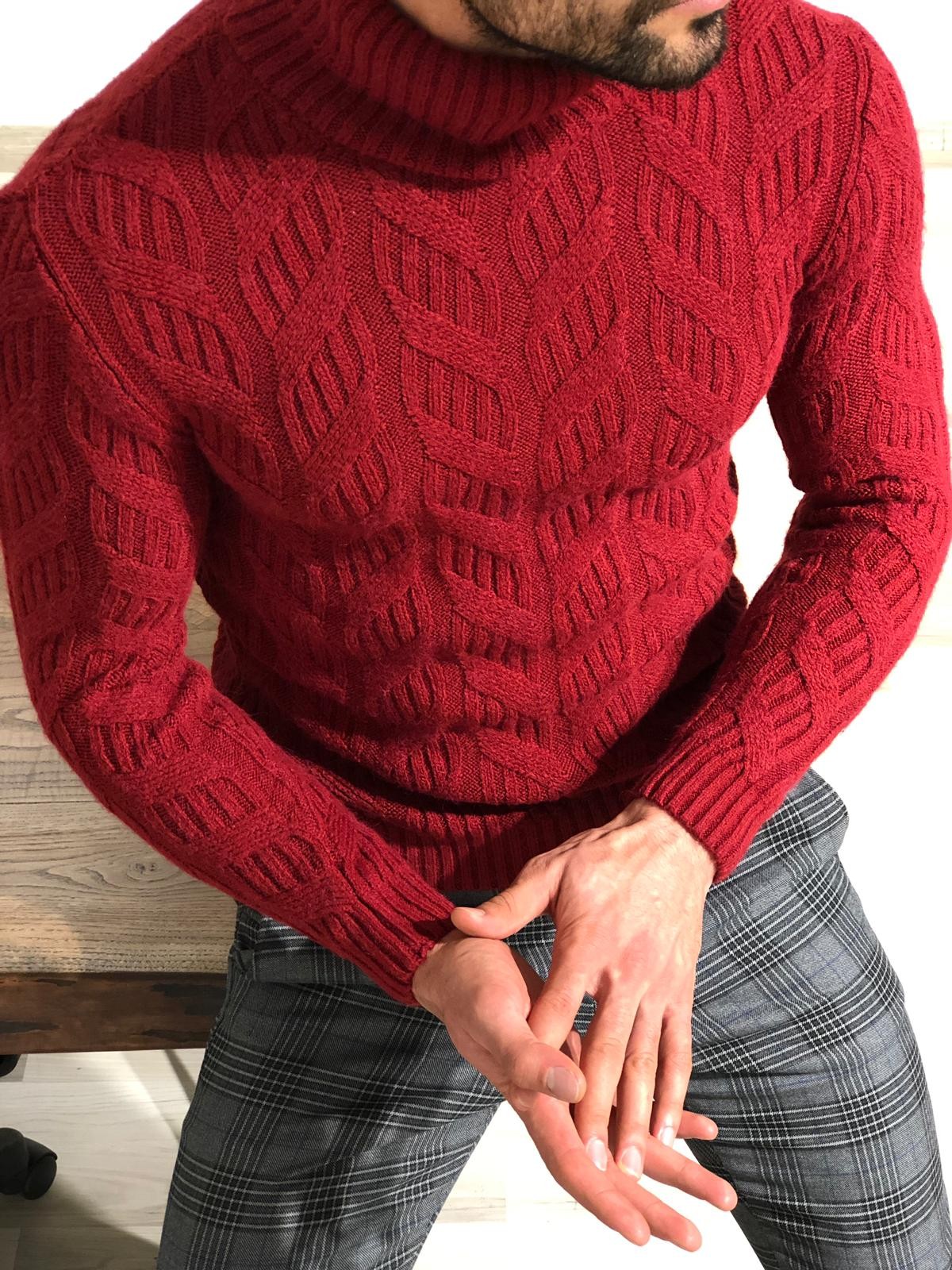 Buy Red Slim Fit Turtleneck Sweater by  with Free