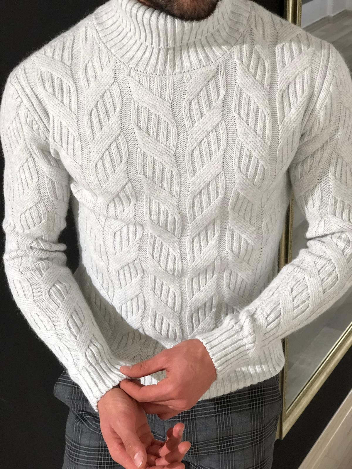 Buy Gray Slim Fit Turtleneck Sweater by Gentwith.com with Free Shipping