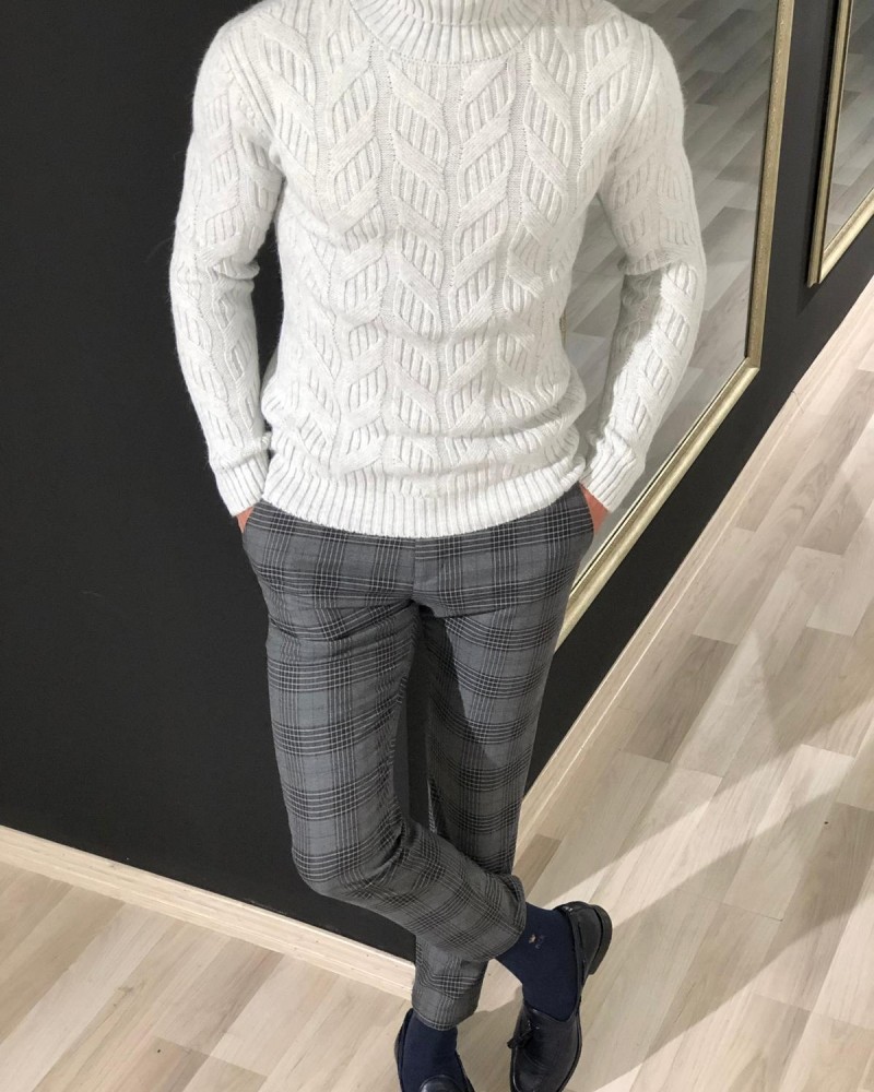 Gray Slim Fit Turtleneck Sweater by Gentwith.com with Free Shipping