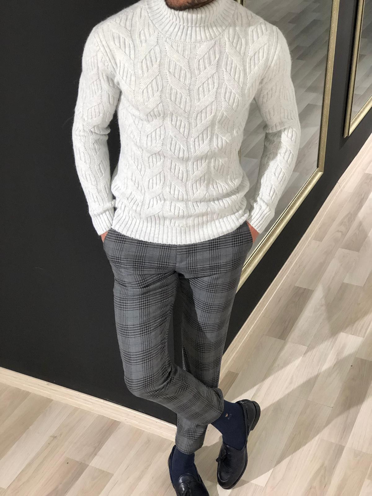 Buy Gray Slim Fit Turtleneck Sweater by Gentwith.com with Free Shipping