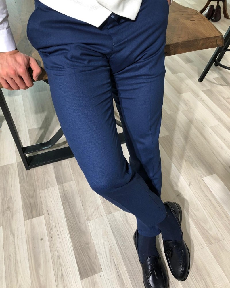 Buy Indigo Slim Fit Pants by Gentwith.com with Free Shipping