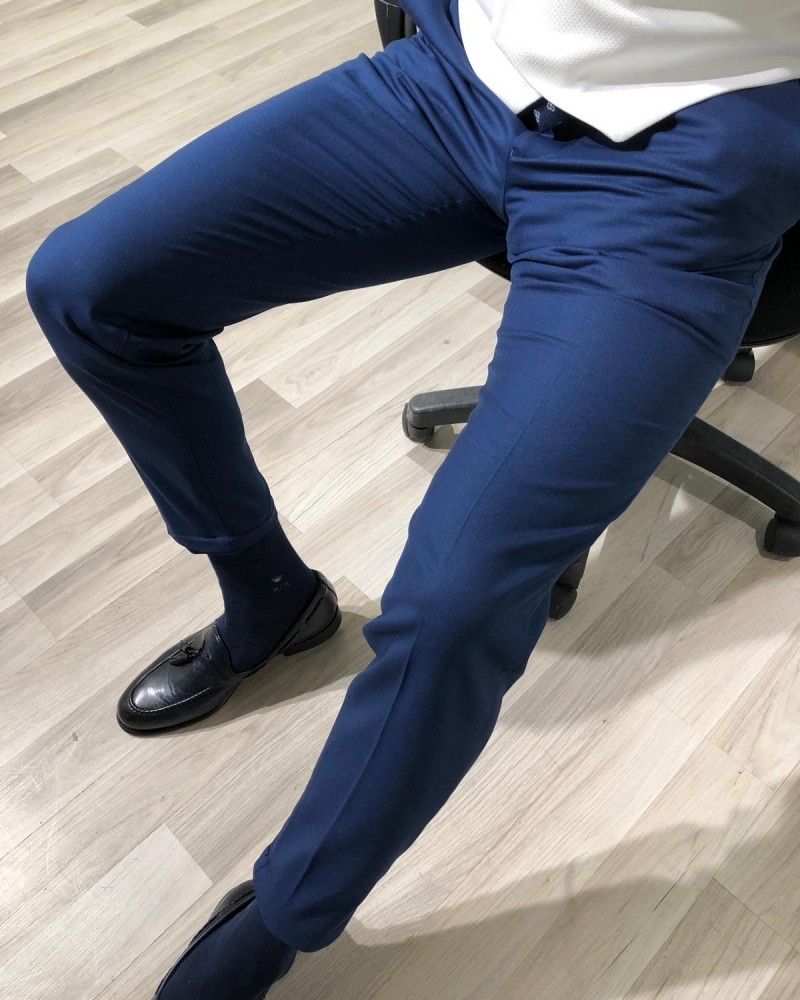 Buy Indigo Slim Fit Pants by Gentwith.com with Free Shipping