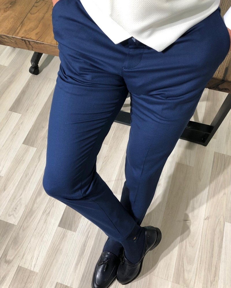 Indigo Slim Fit Pants by Gentwith.com with Free Shipping