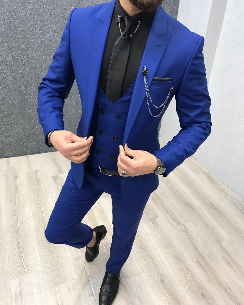 Buy Sax Slim Fit Wool Suit by Gentwith.com with Free Shipping