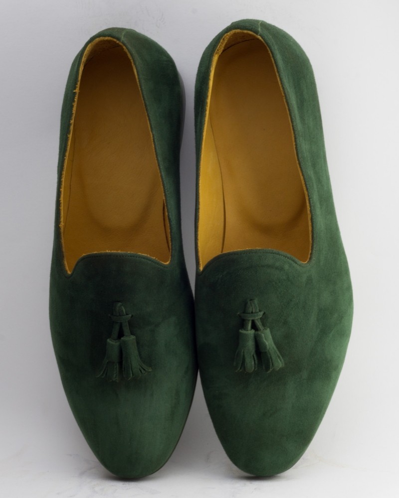 Green Handmade Suede Calf Leather Bespoke Shoes by Gentwith.com with Free Shipping