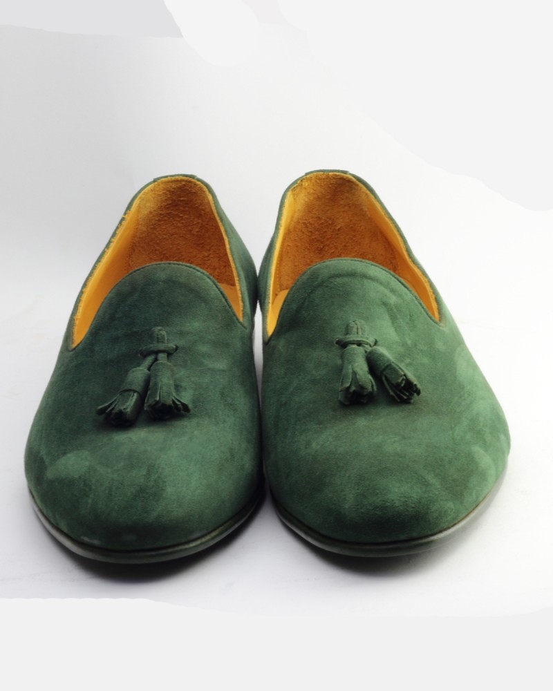 Green Handmade Suede Calf Leather Bespoke Shoes by Gentwith.com with Free Shipping