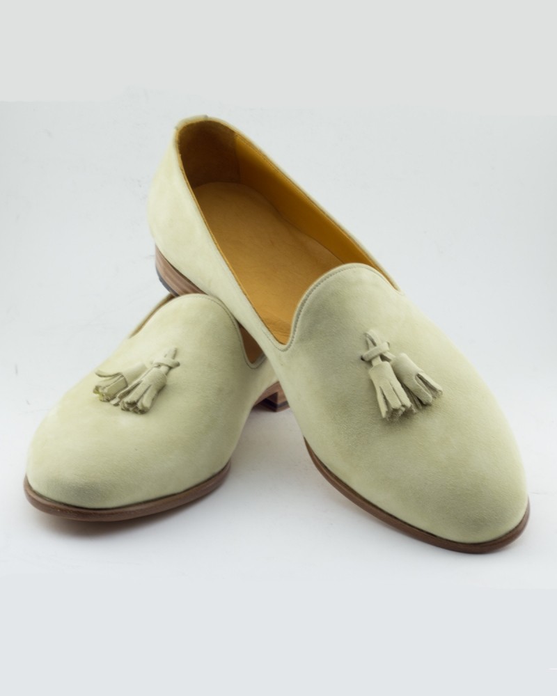 Buy Stone Genuine Suede Leather Tassel Loafers by GentWith.com