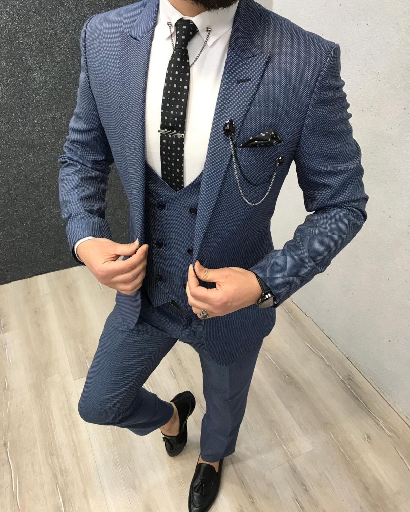 Blue Slim Fit Suit by Gentwith.com with Free Shipping