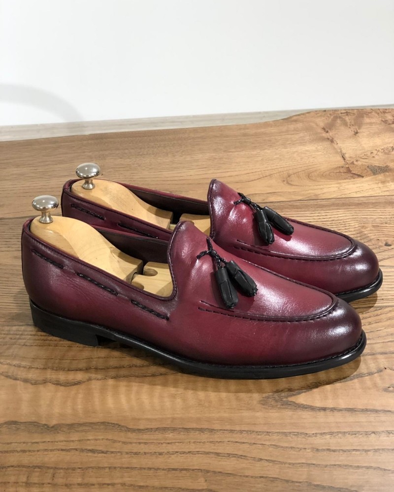 Claret Red Tassel Loafer by Gentwith.com with Free Shipping