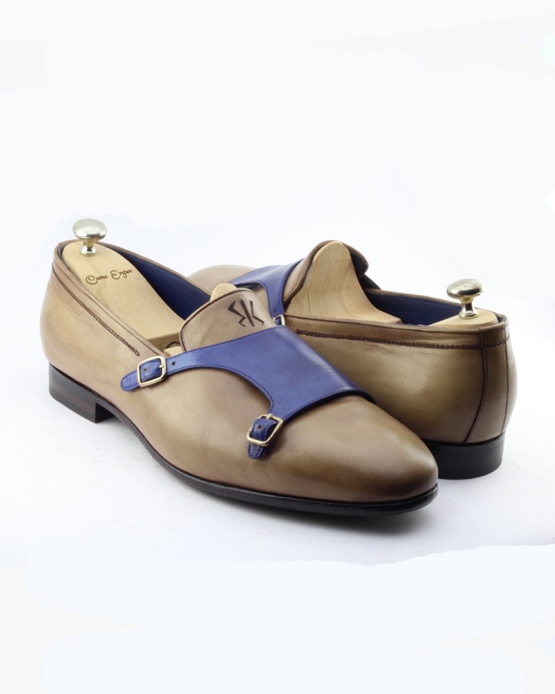 Camel Handmade Calf Leather Bespoke Shoes by Gentwith.com with Free Shipping