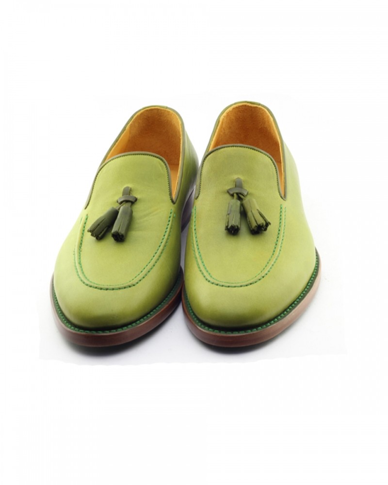 Green Handmade Calf Leather Bespoke Shoes by Gentwith.com with Free Shipping