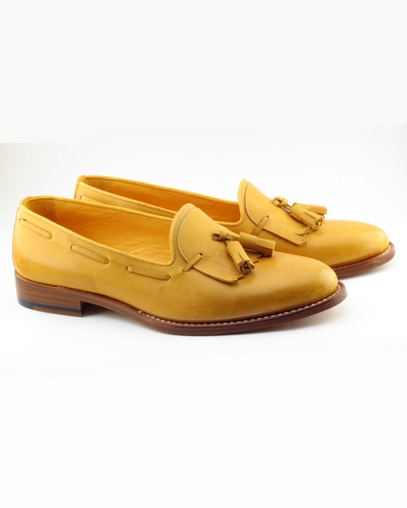 Gold Handmade Calf Leather Bespoke Shoes by Gentwith.com with Free Shipping