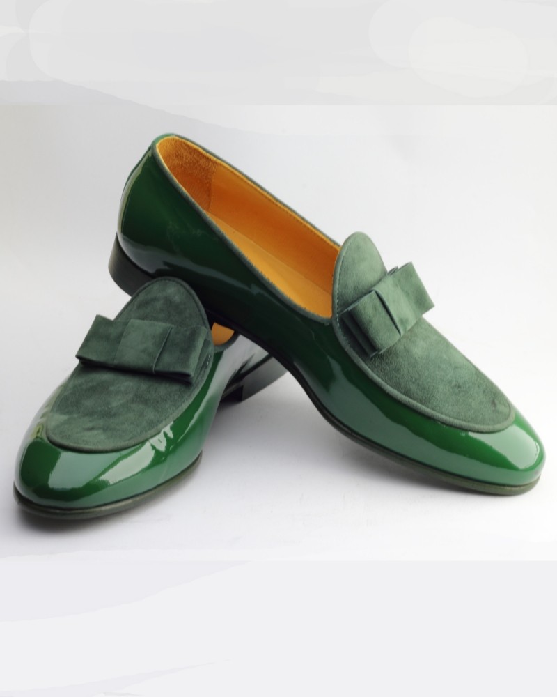 Green Handmade Calf Leather Bespoke Shoes by Gentwith.com with Free Shipping