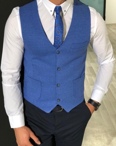 Buy Slim Fit Double Breasted Vest by Gentwith.com with Free Shipping