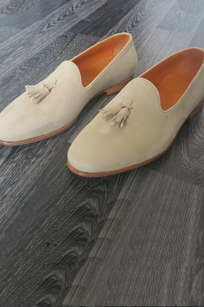 Stone Handmade Suede Calf Leather Bespoke Shoes by Gentwith.com with Free Shipping