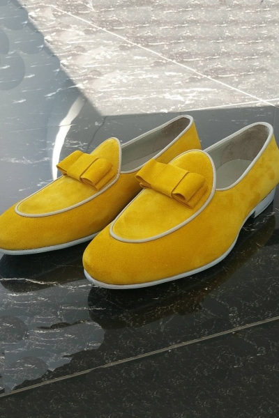 Lemon Handmade Suede Calf Leather Bespoke Shoes by Gentwith.com with Free Shipping