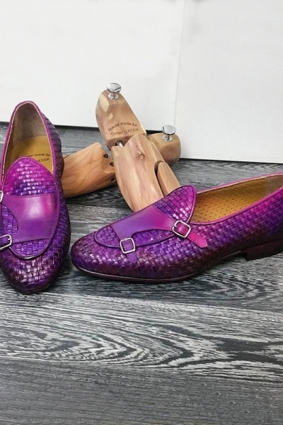 Purple Handmade Calf Leather Bespoke Shoes by Gentwith.com with Free Shipping