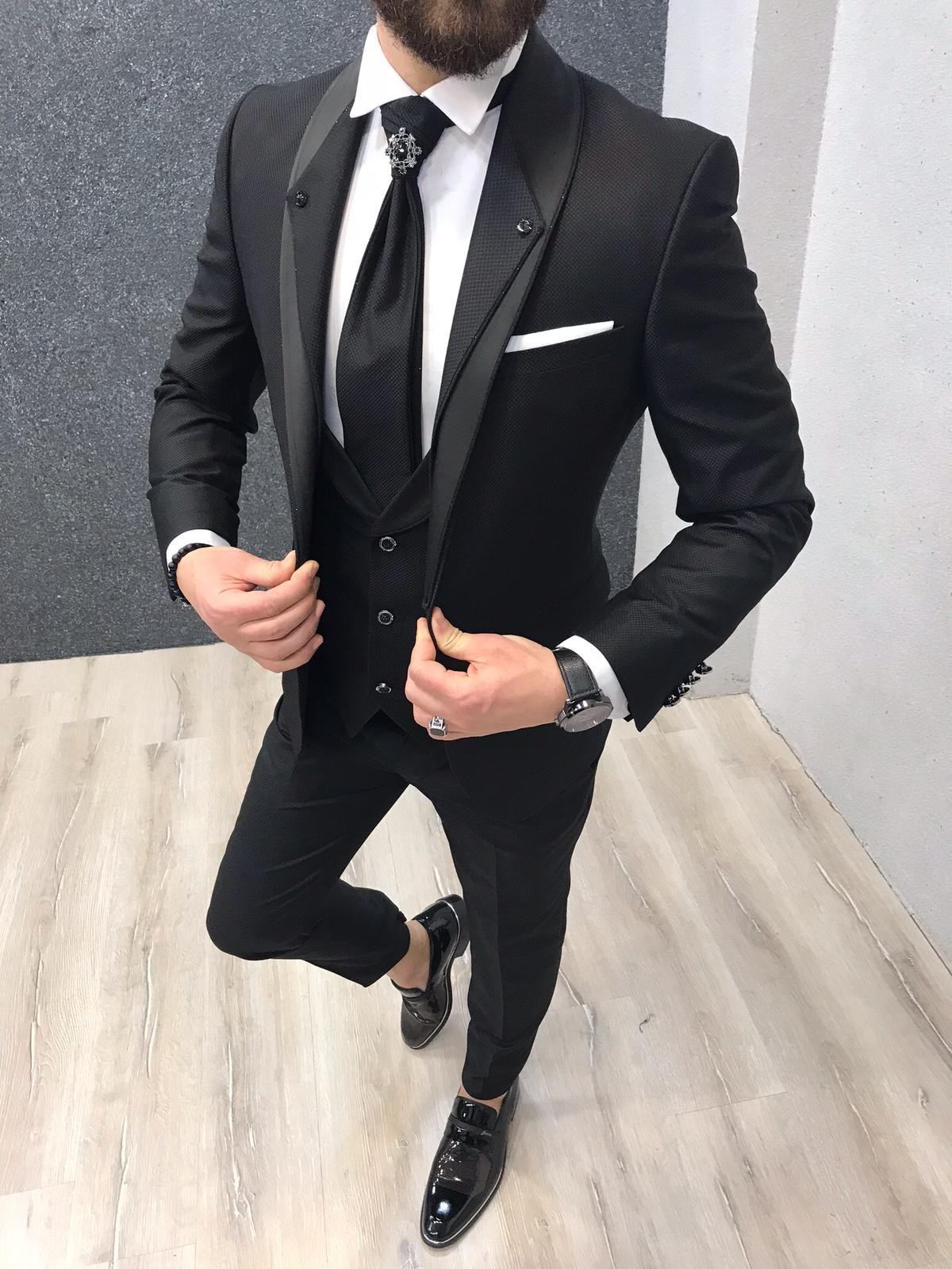 Buy Black Slim Fit Groom Suit By Gentwith Com With Free Shipping